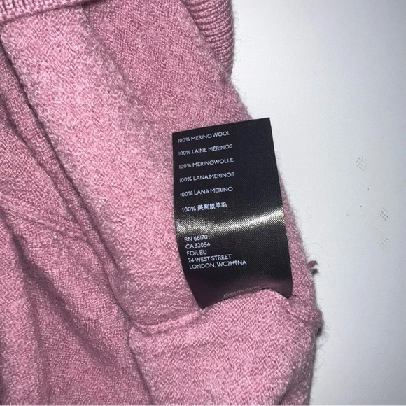 Anthropologie Mauve Dusty Rose Pink V Neck Boxy Relaxed Fit Merino Wool Sweater - Picture 7 of 8